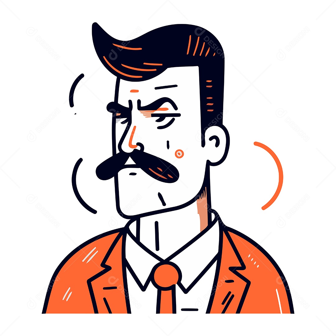Homem Engraçado com Bigode Ilustração Vetor EPS