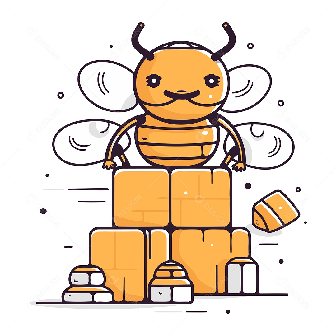 Abelha de Desenho Animado Ilustração Vetor EPS