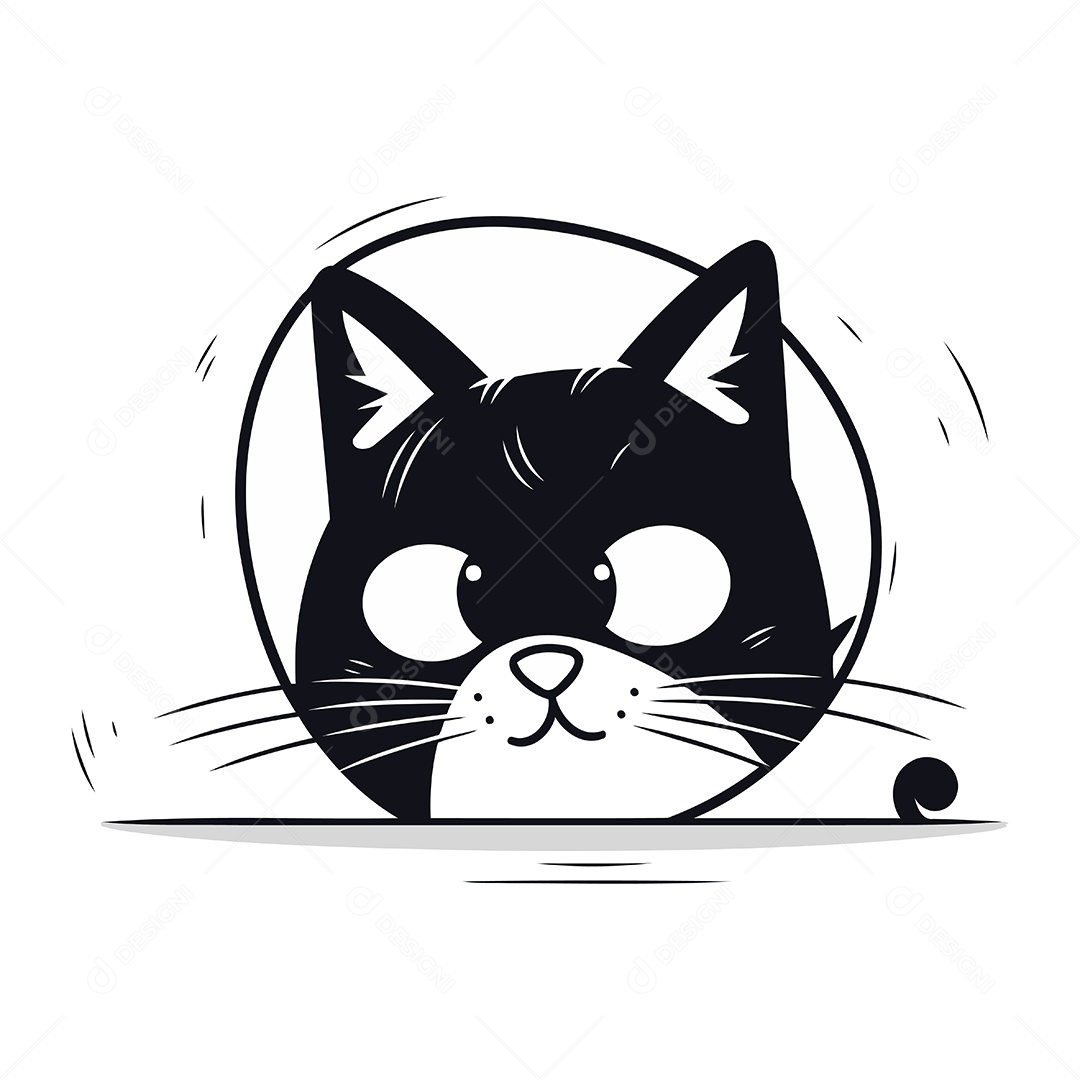 Cabeça de Gato Desenho Animado Ilustração Vetor EPS