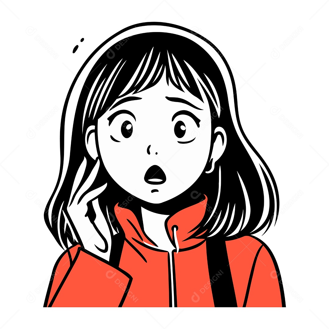 Garota Surpresa de Desenho Animado Ilustração Vetor EPS