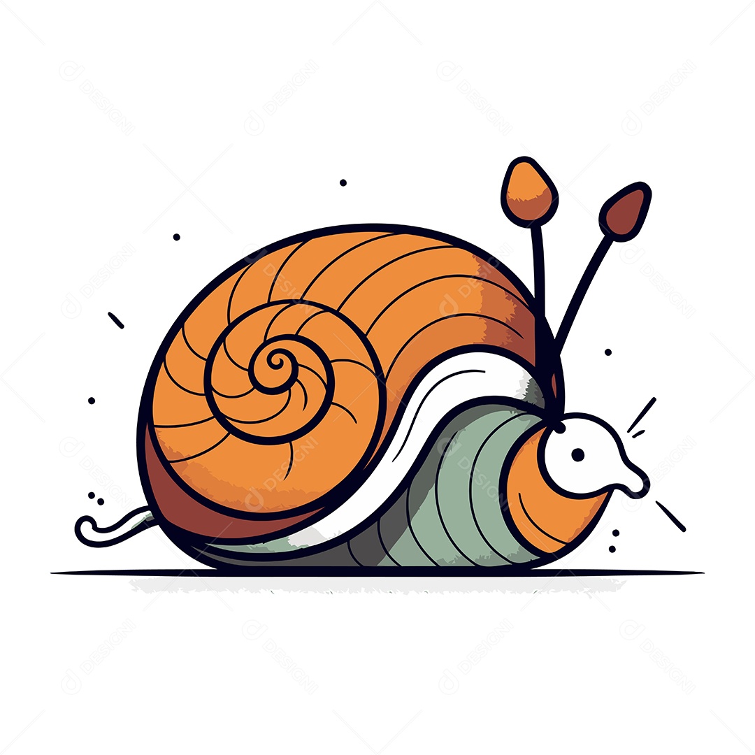 Caracol de Desenho Animado Ilustração Vetor EPS