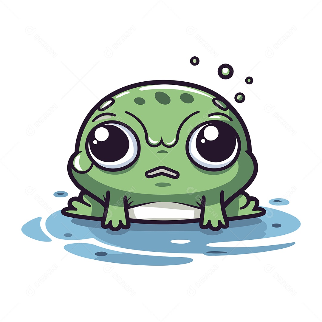 Sapo Fofo de Desenho Animado Ilustração Vetor EPS