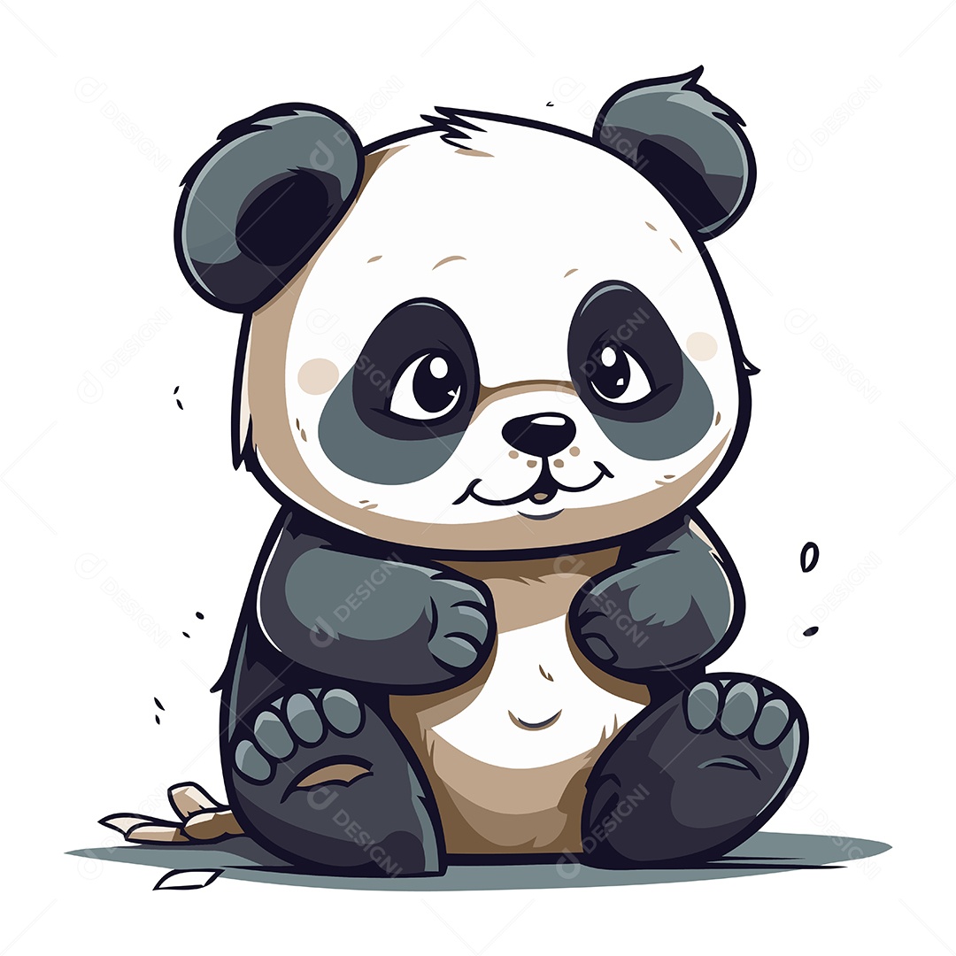 Panda Fofo de Desenho Animado Ilustração Vetor EPS