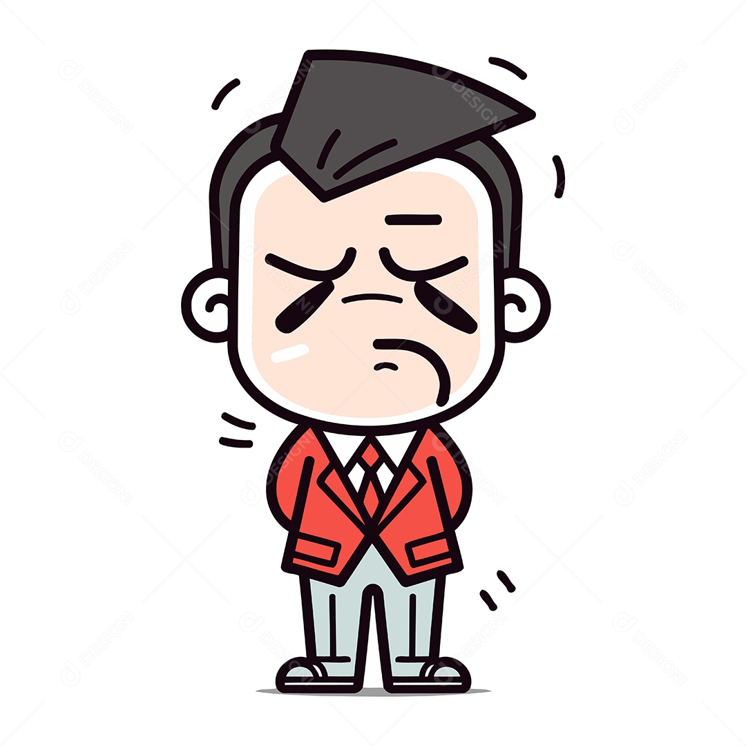 Homem Triste de Desenho Animado Ilustração Vetor EPS