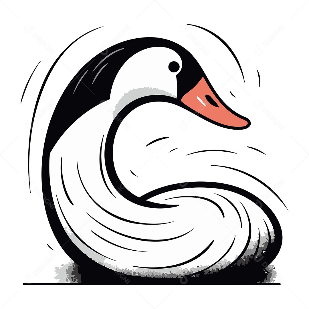 Cisne de Desenho Animado Ilustração Vetor EPS