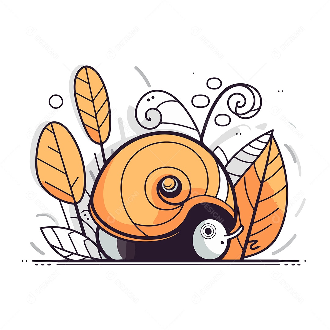 Caracol de Desenho Animado Ilustração Vetor EPS