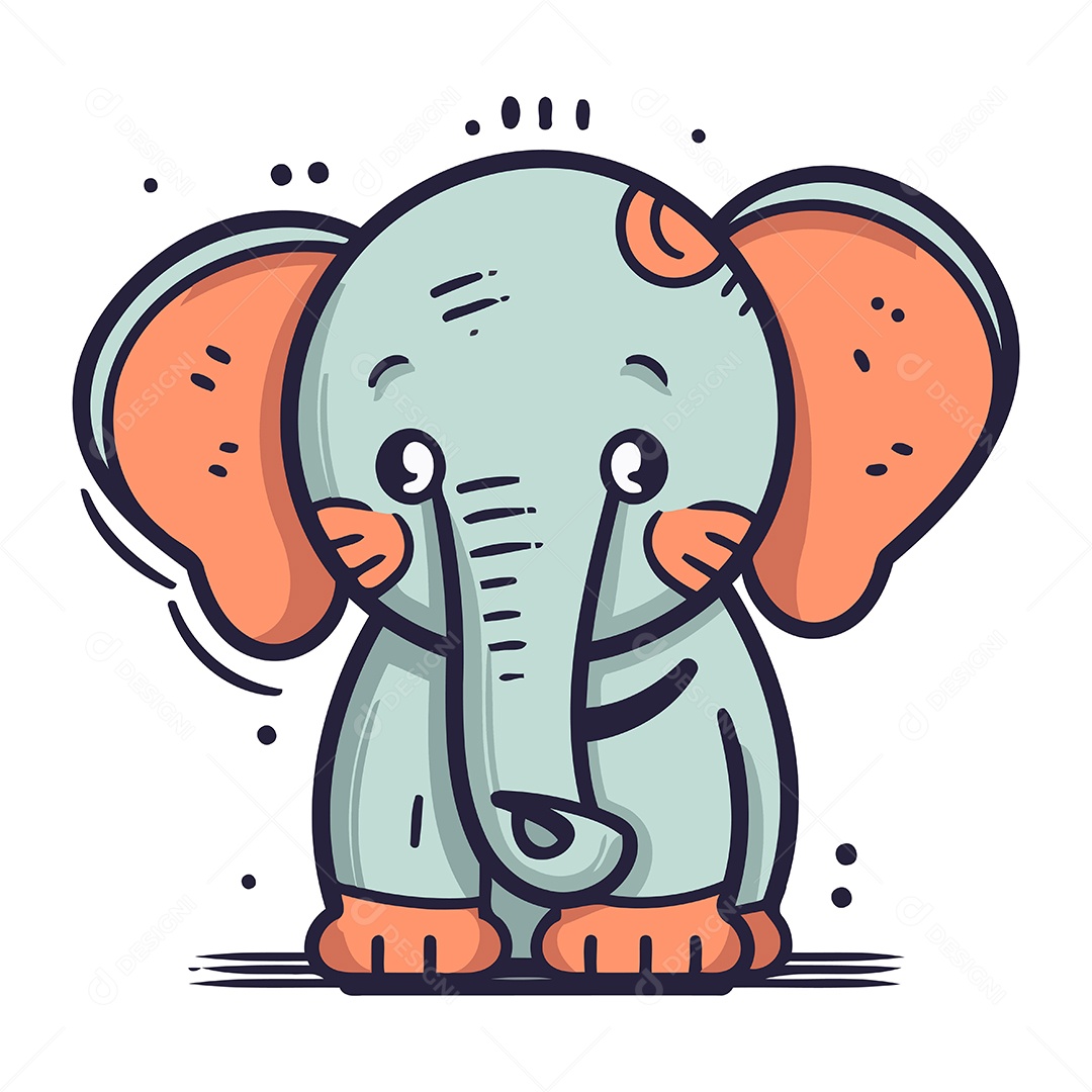 Elefante de Desenho Animado Ilustração Vetor EPS