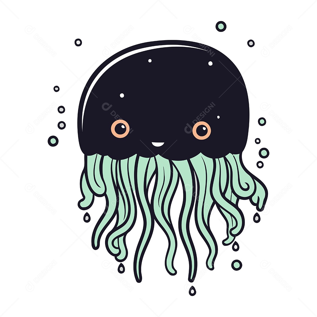 Água Viva de Desenho Animado Ilustração Vetor EPS