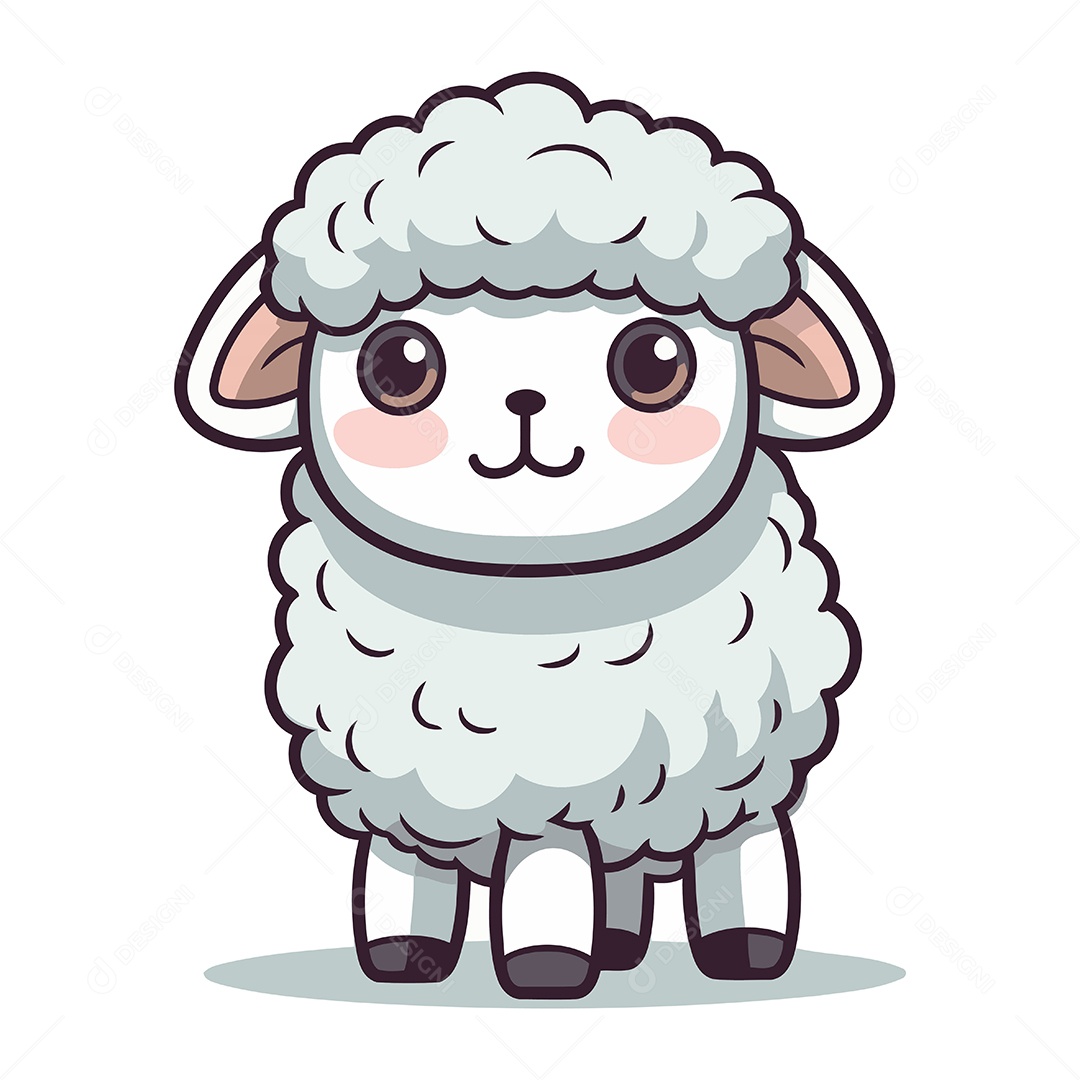 Ovelha Fofa de Desenho Animado Ilustração Vetor EPS