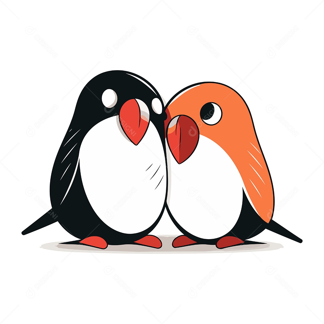 Casal de Pinguins Desenho Animado Ilustração Vetor EPS