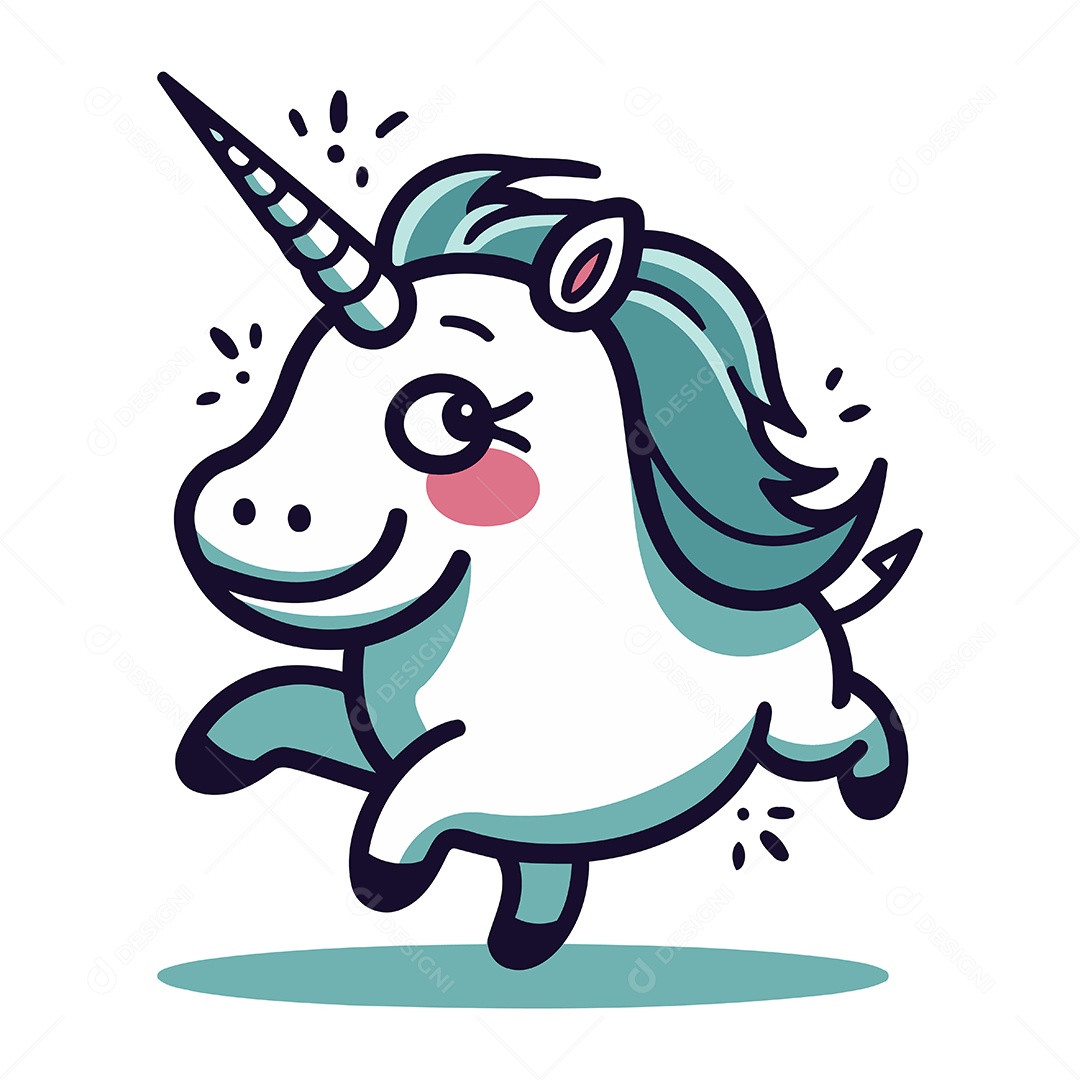 Unicórnio de Desenho Animado Ilustração Vetor EPS