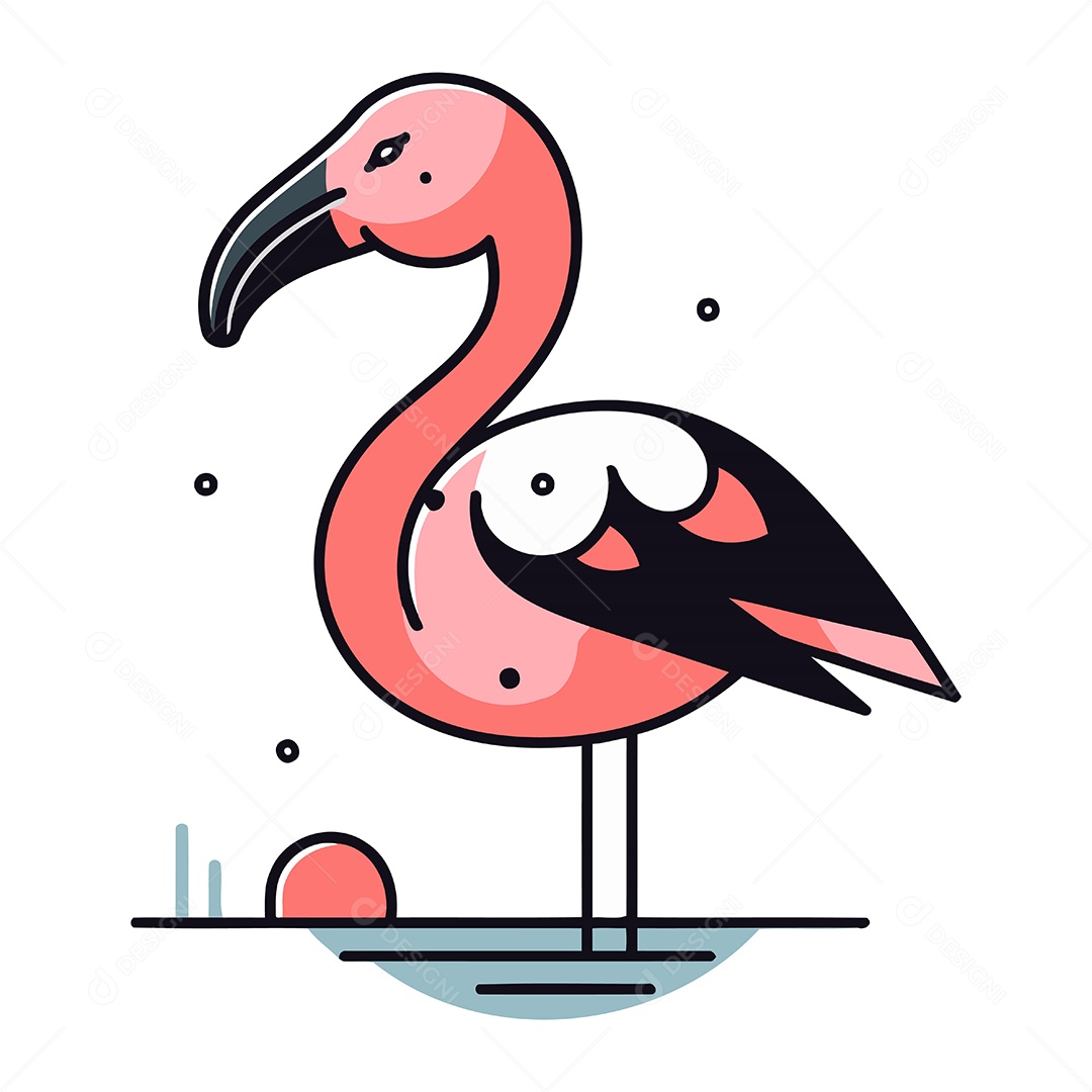 Flamingo de Desenho Animado Ilustração Vetor EPS