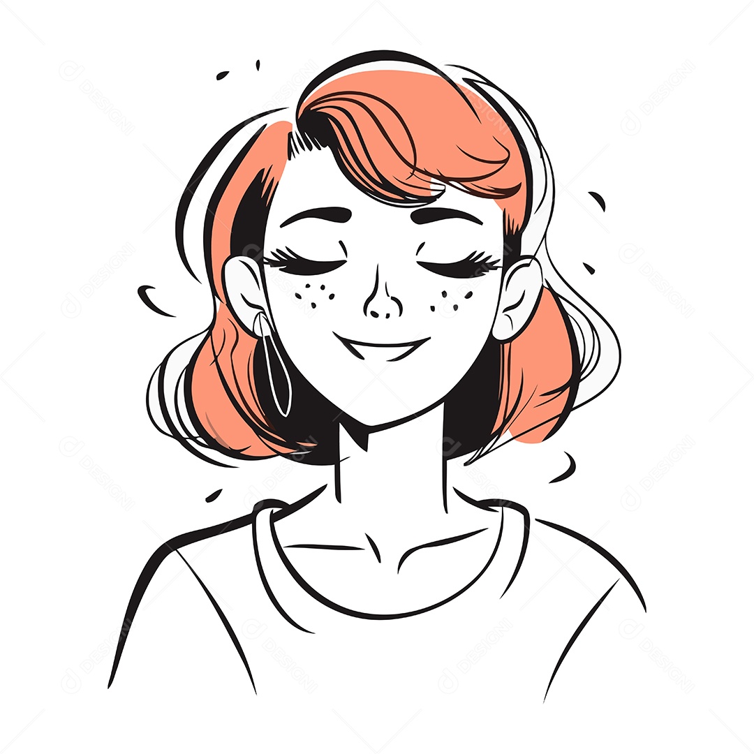 Mulher Ruiva de Desenho Animado Ilustração Vetor EPS