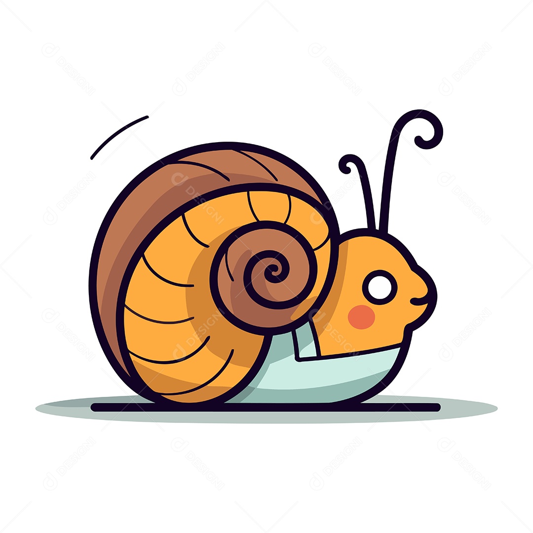 Caracol Fofo de Desenho Animado Ilustração Vetor EPS