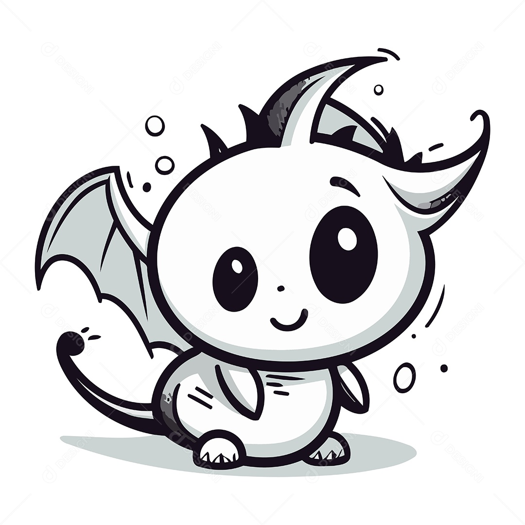 Dragão Fofo de Desenho Animado Ilustração Vetor EPS