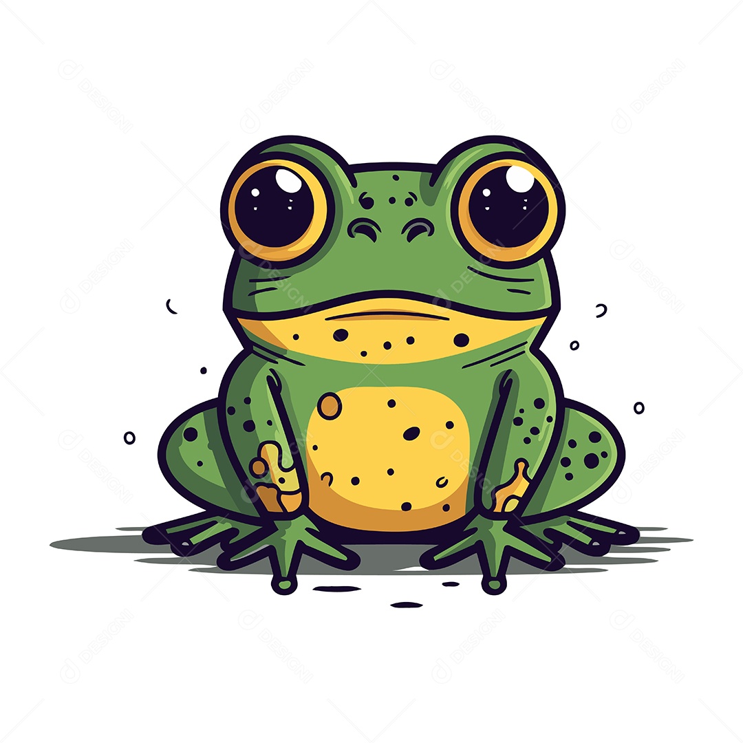 Sapo Fofo de Desenho Animado Ilustração Vetor EPS