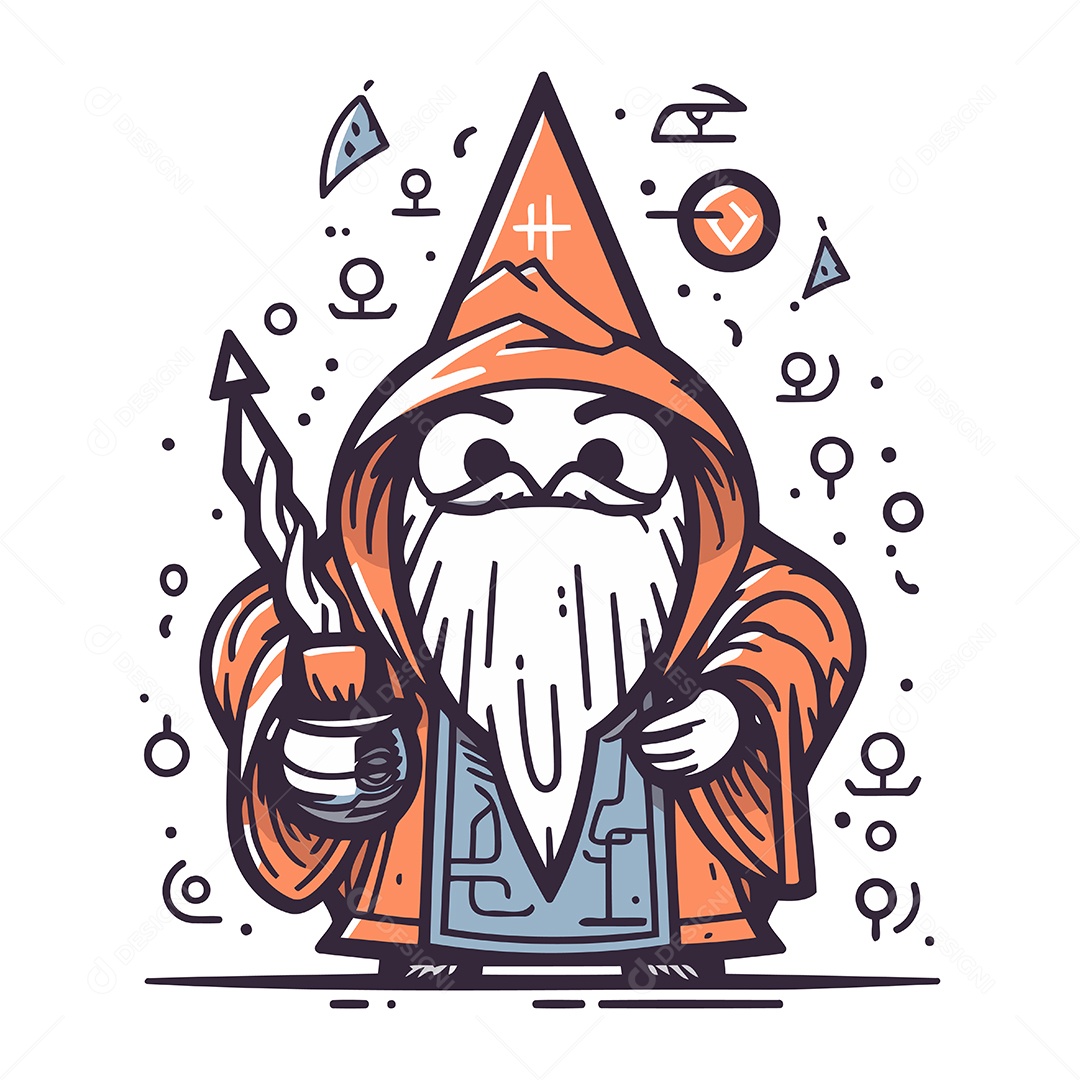 Gnomo de Jardim Desenho Animado Ilustração Vetor EPS