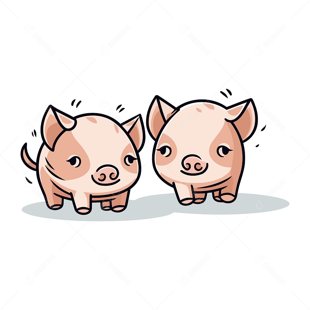 Porcos de Desenho Animado Ilustração Vetor EPS