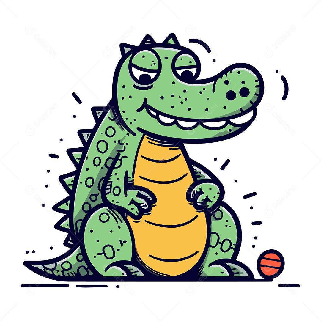 Crocodilo Fofo de Desenho Animado Ilustração Vetor EPS