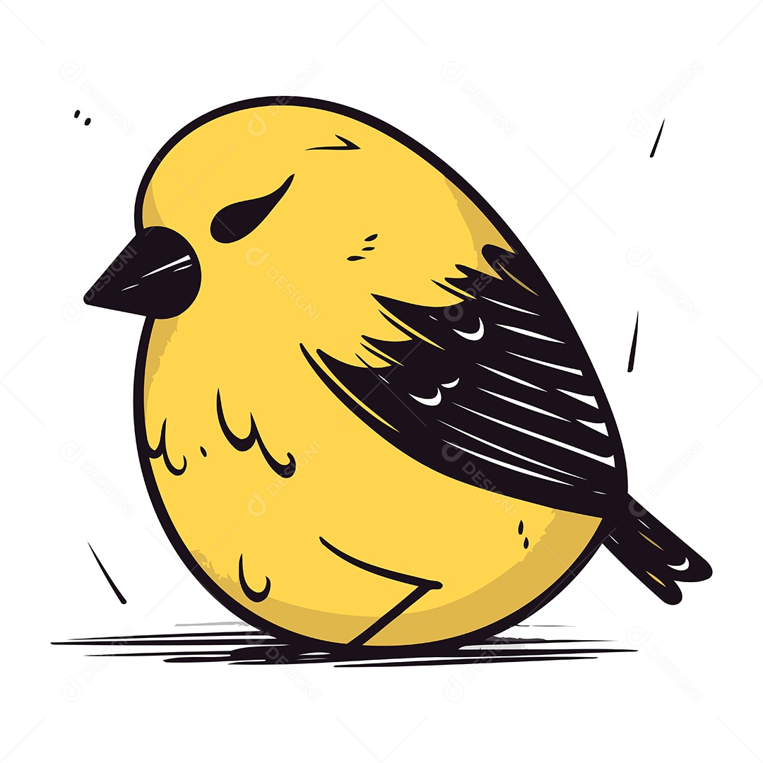Passarinho Amarelo Fofo Ilustração Vetor EPS