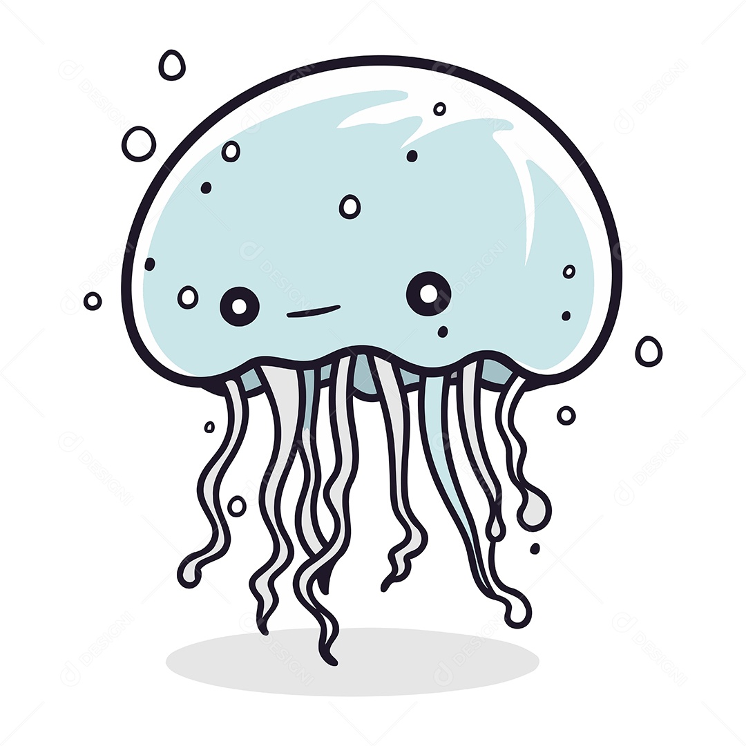 Água Viva de Desenho Animado Ilustração Vetor EPS