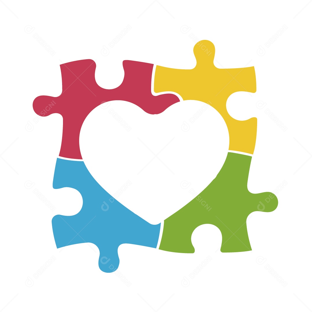 Quebra Cabeça Colorido Ícone do Autismo Vetor EPS