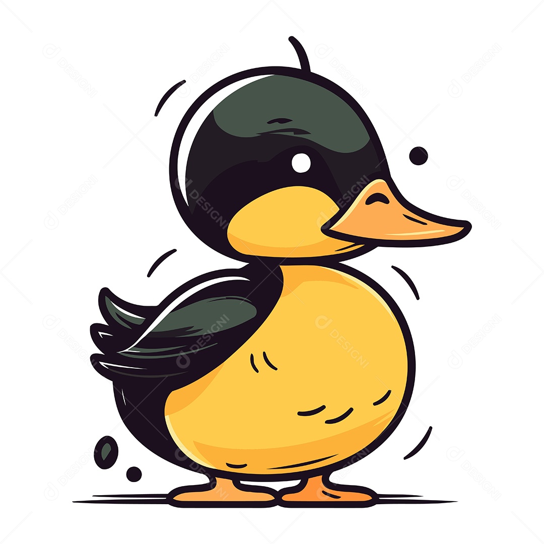 Pato Fofo de Desenho Animado Ilustração Vetor EPS