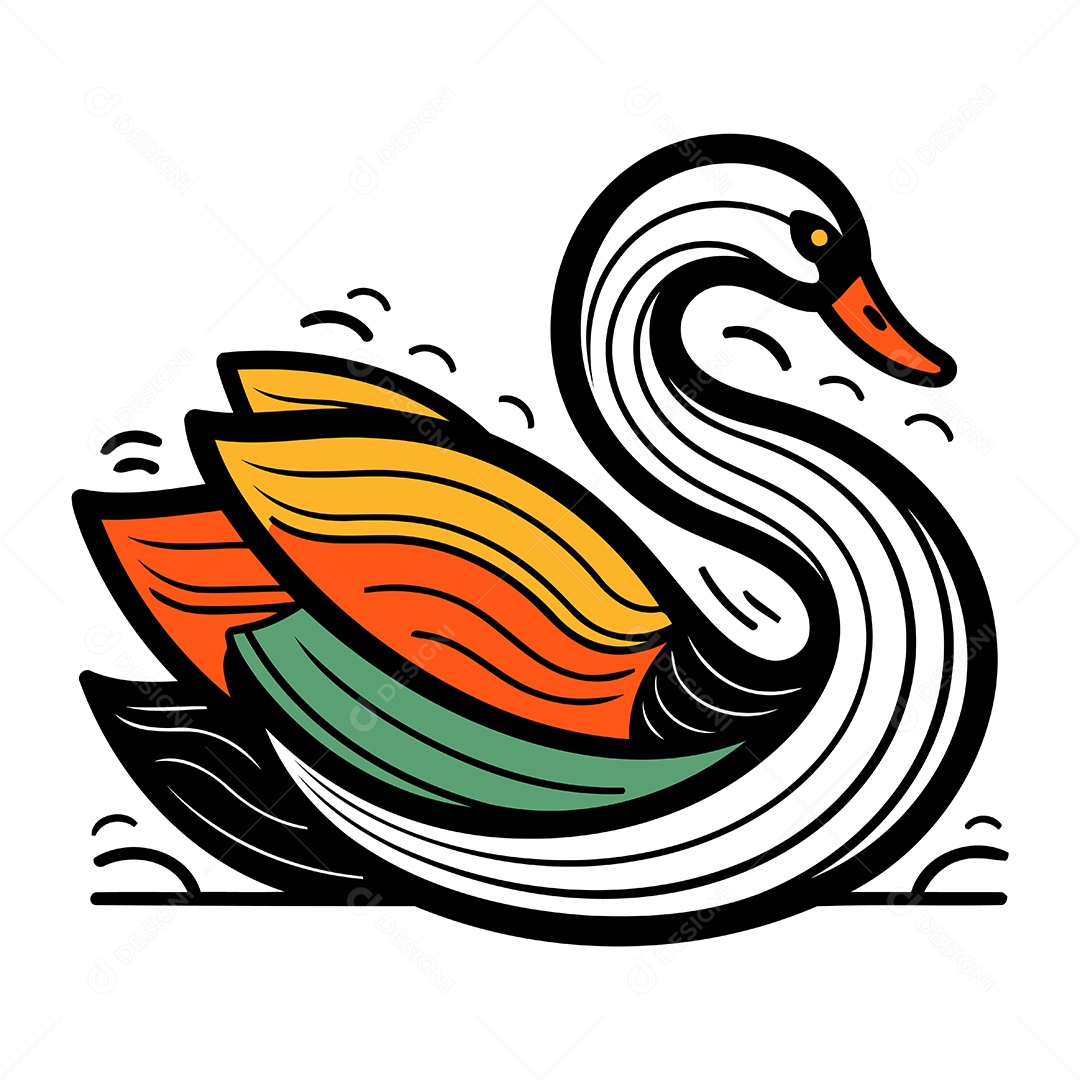 Cisne de Desenho Animado Ilustração Vetor EPS