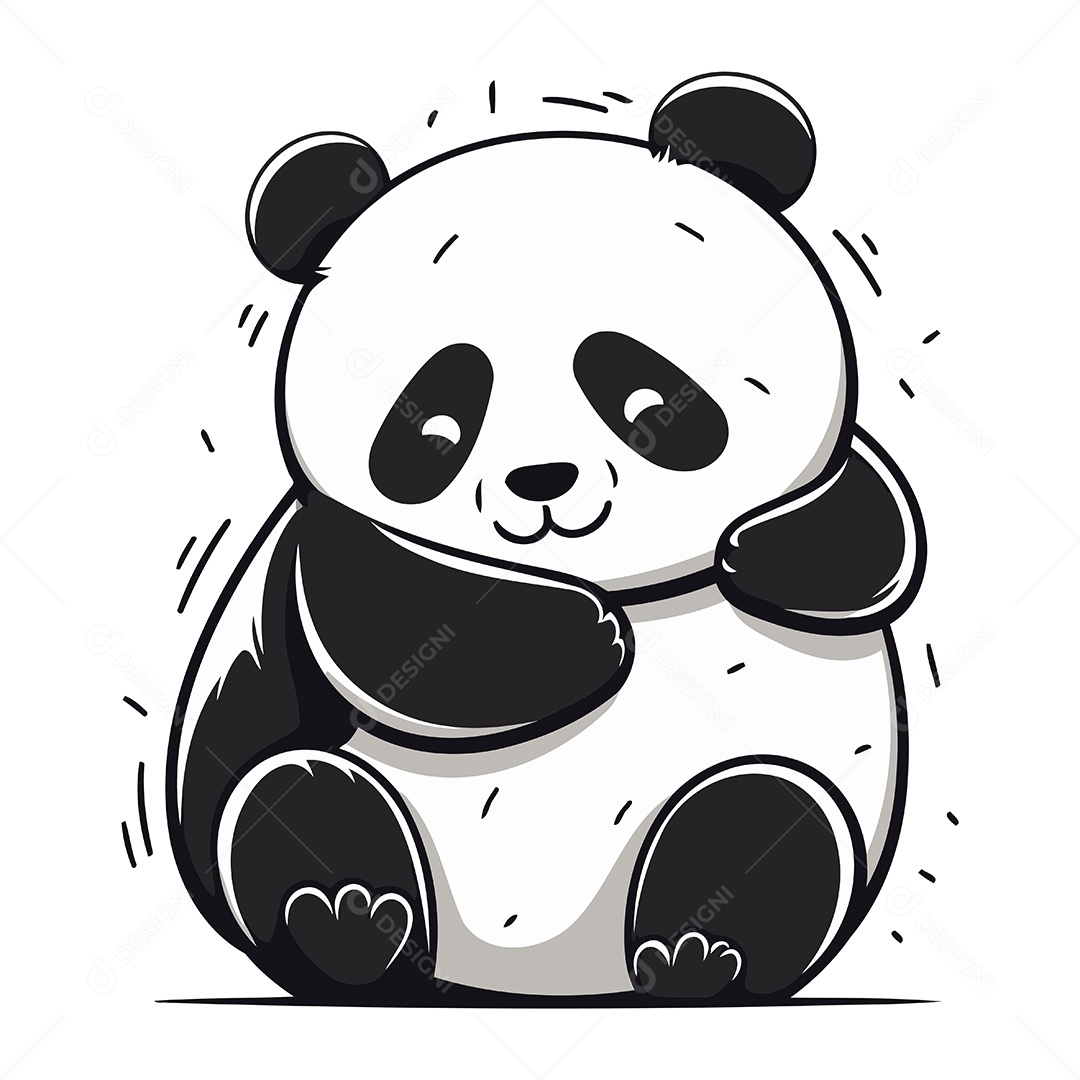 Urso Panda Fofo de Desenho Animado Ilustração Vetor EPS