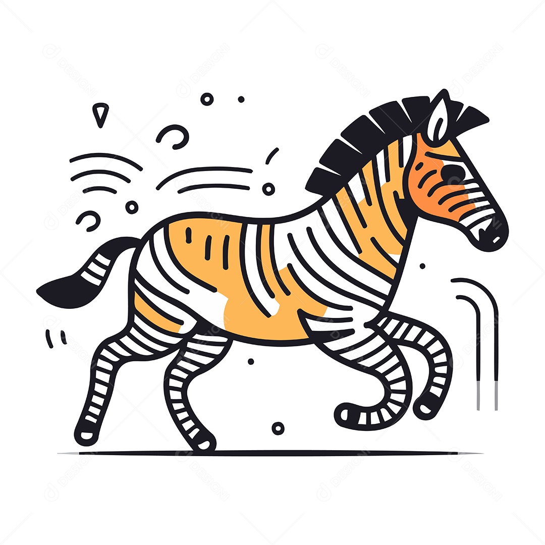 Zebra de Desenho Animado Ilustração Vetor EPS