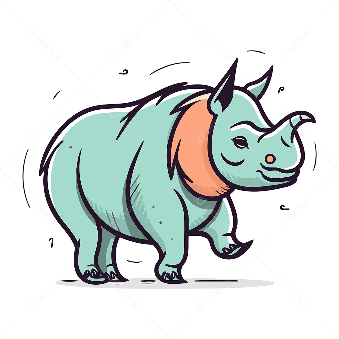 Rinoceronte de Desenho Animado Ilustração Vetor EPS