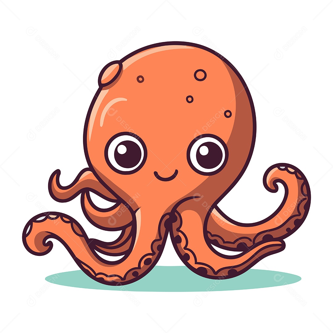 Polvo Fofo de Desenho Animado Ilustração Vetor EPS