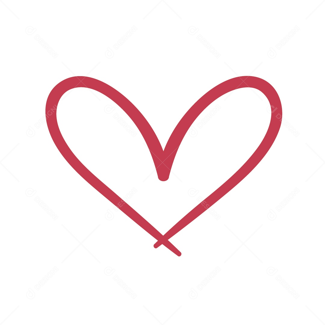 Desenho em Linha em Formato de Coração Vetor EPS