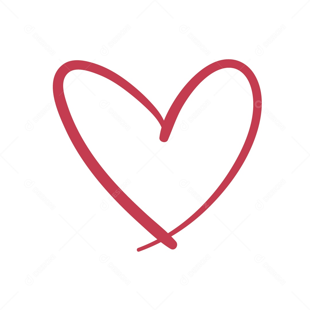 Desenho em Linha em Formato de Coração Vetor EPS