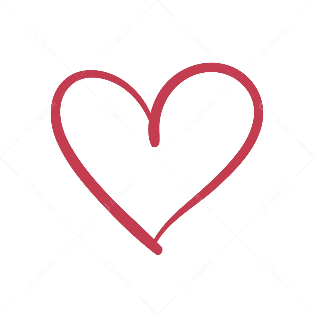 Desenho em Linha em Formato de Coração Vetor EPS