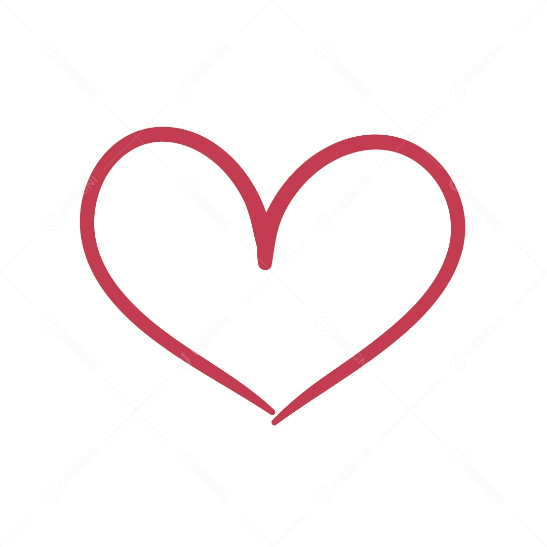 Desenho em Linha em Formato de Coração Vetor EPS