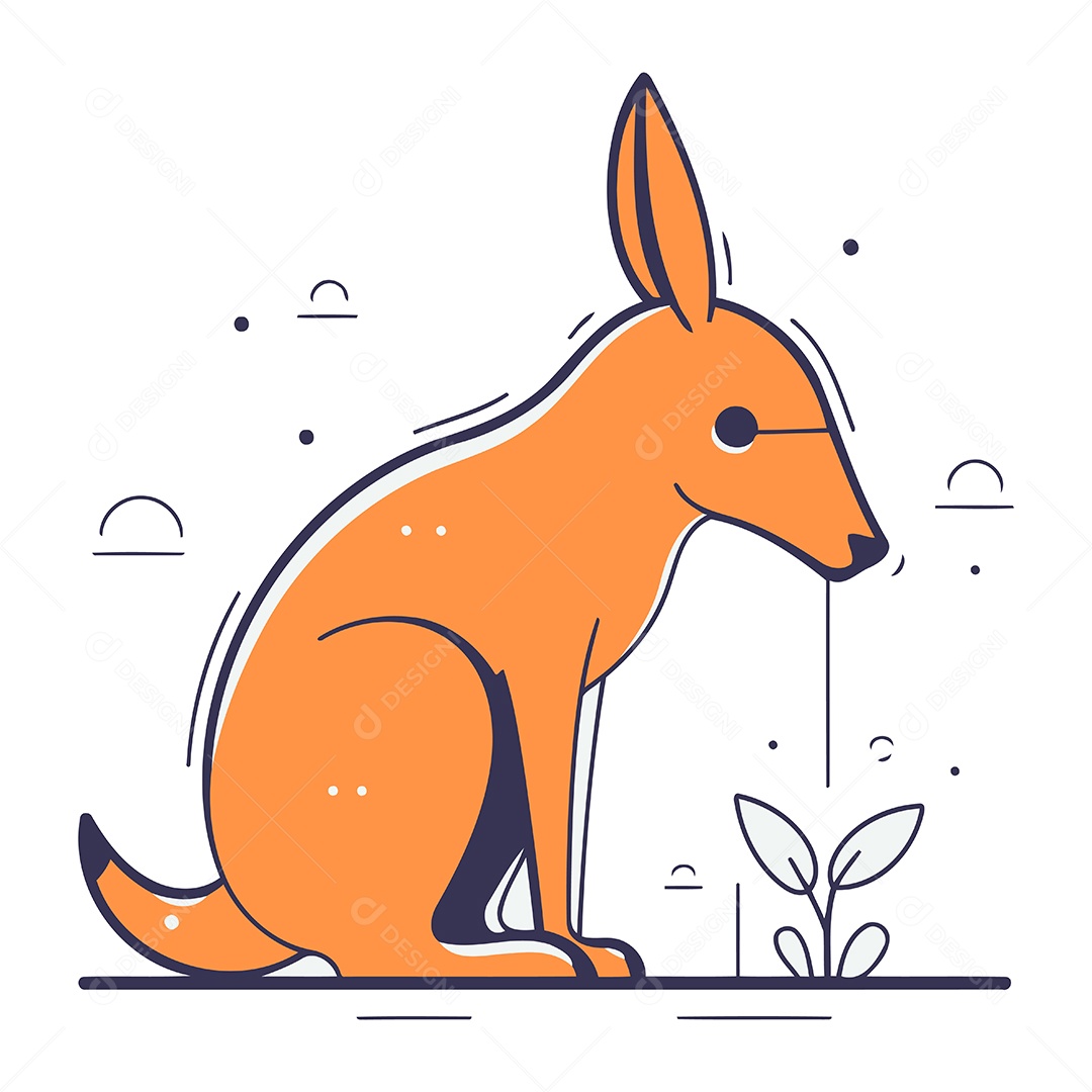 Canguru Fofo de Desenho Animado Ilustração Vetor EPS