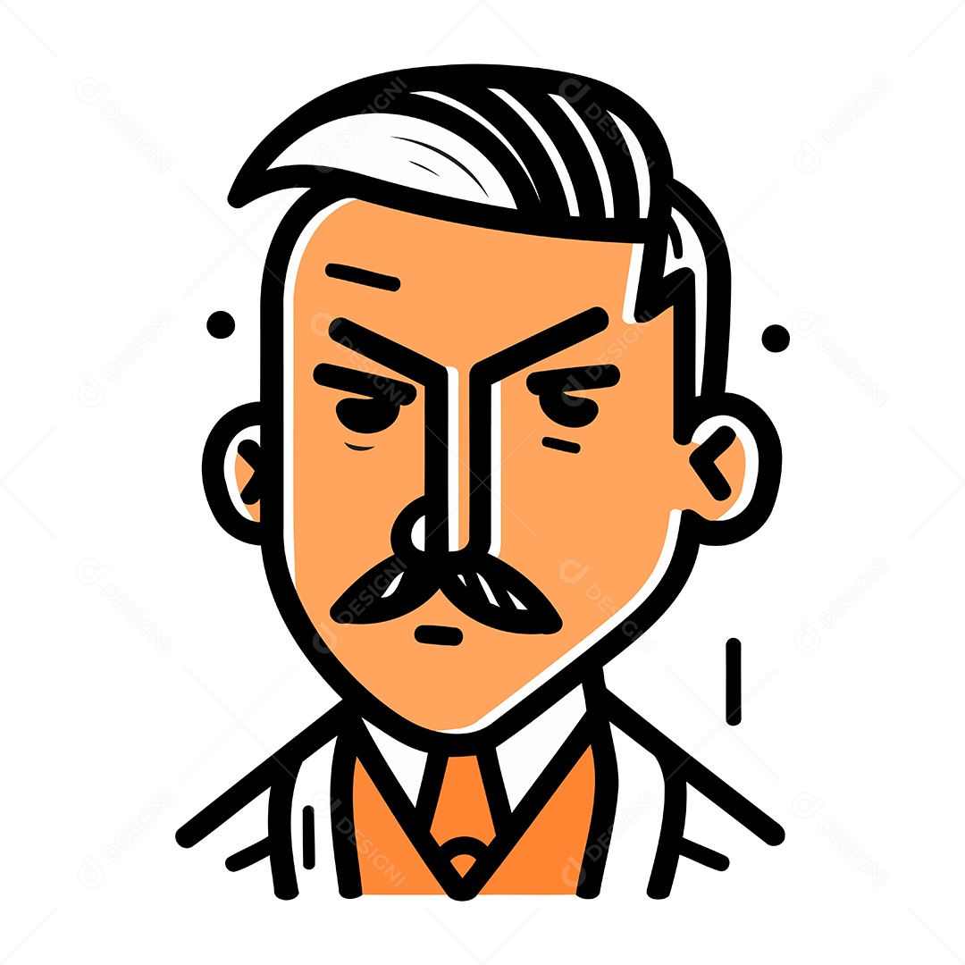 Homem com Bigode de Desenho Animado Ilustração Vetor EPS