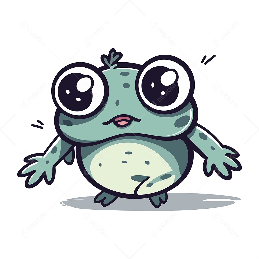 Sapo Fofo de Desenho Animado Ilustração Vetor EPS