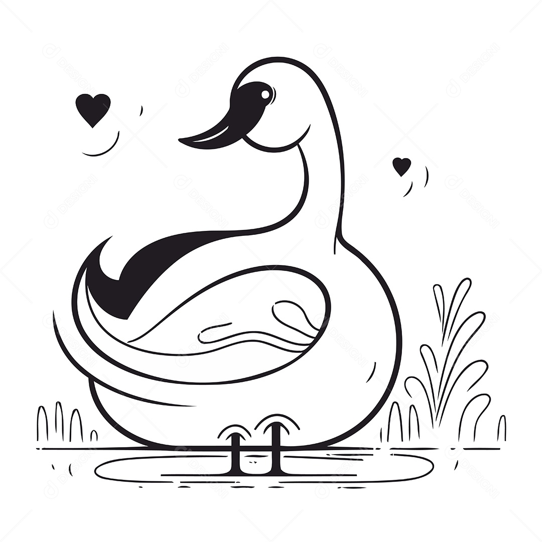 Cisne de Desenho Animado Ilustração Vetor EPS