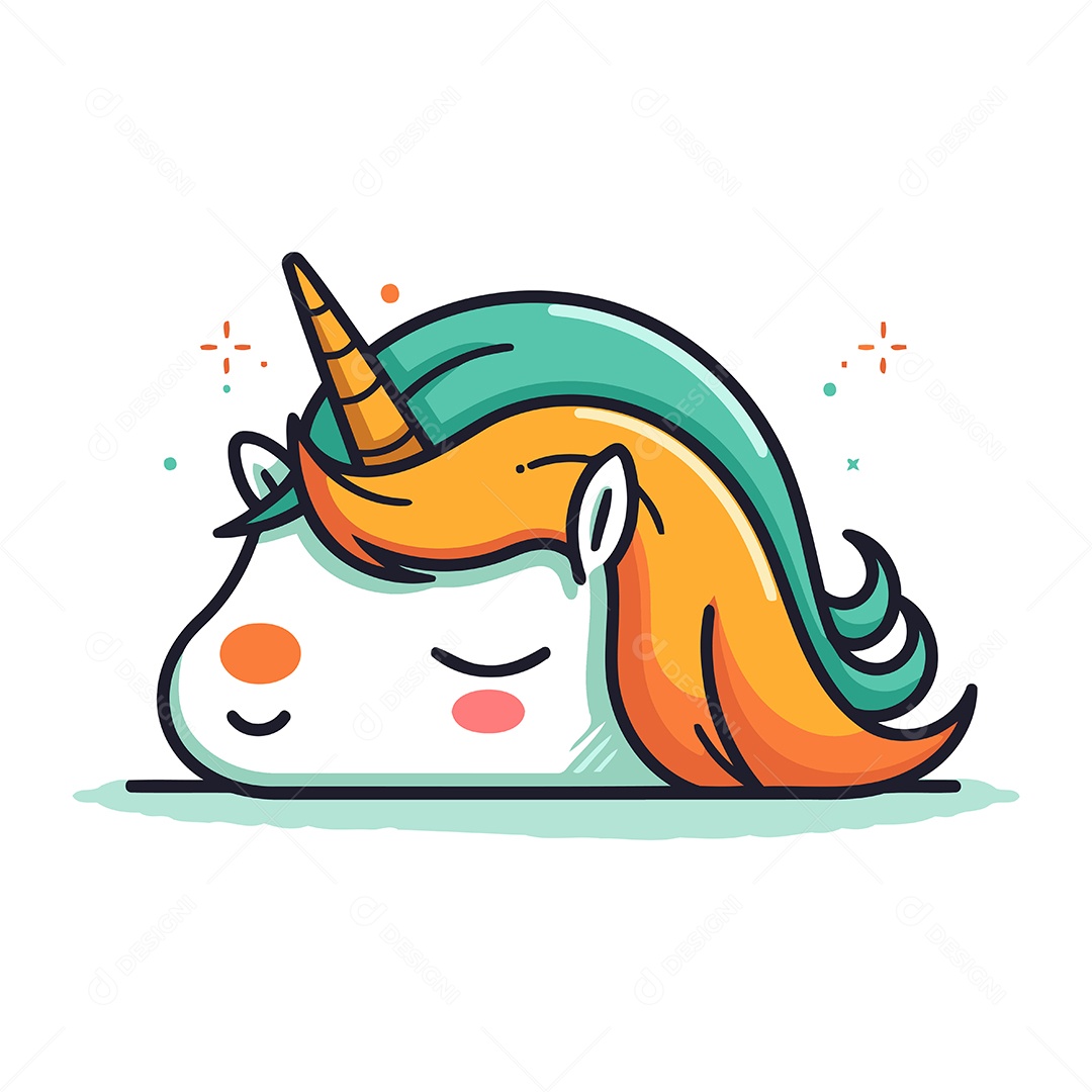 Unicórnio de Desenho Animado Ilustração Vetor EPS