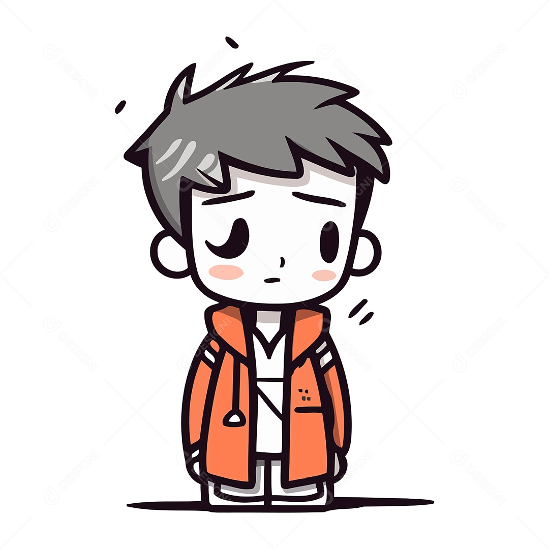 Menino Triste de Desenho Animado Ilustração Vetor EPS