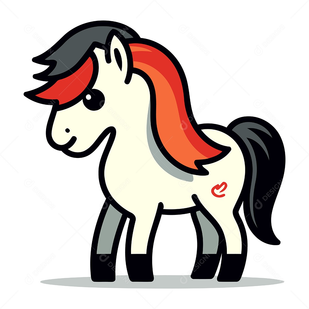 Cavalo Fofo de Desenho Animado Ilustração Vetor EPS