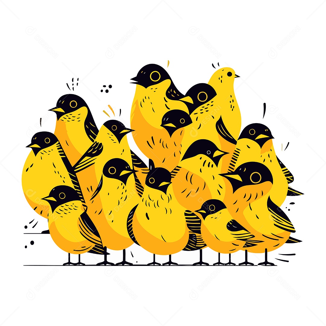 Passarinhos Fofo de Desenho Animado Ilustração Vetor EPS