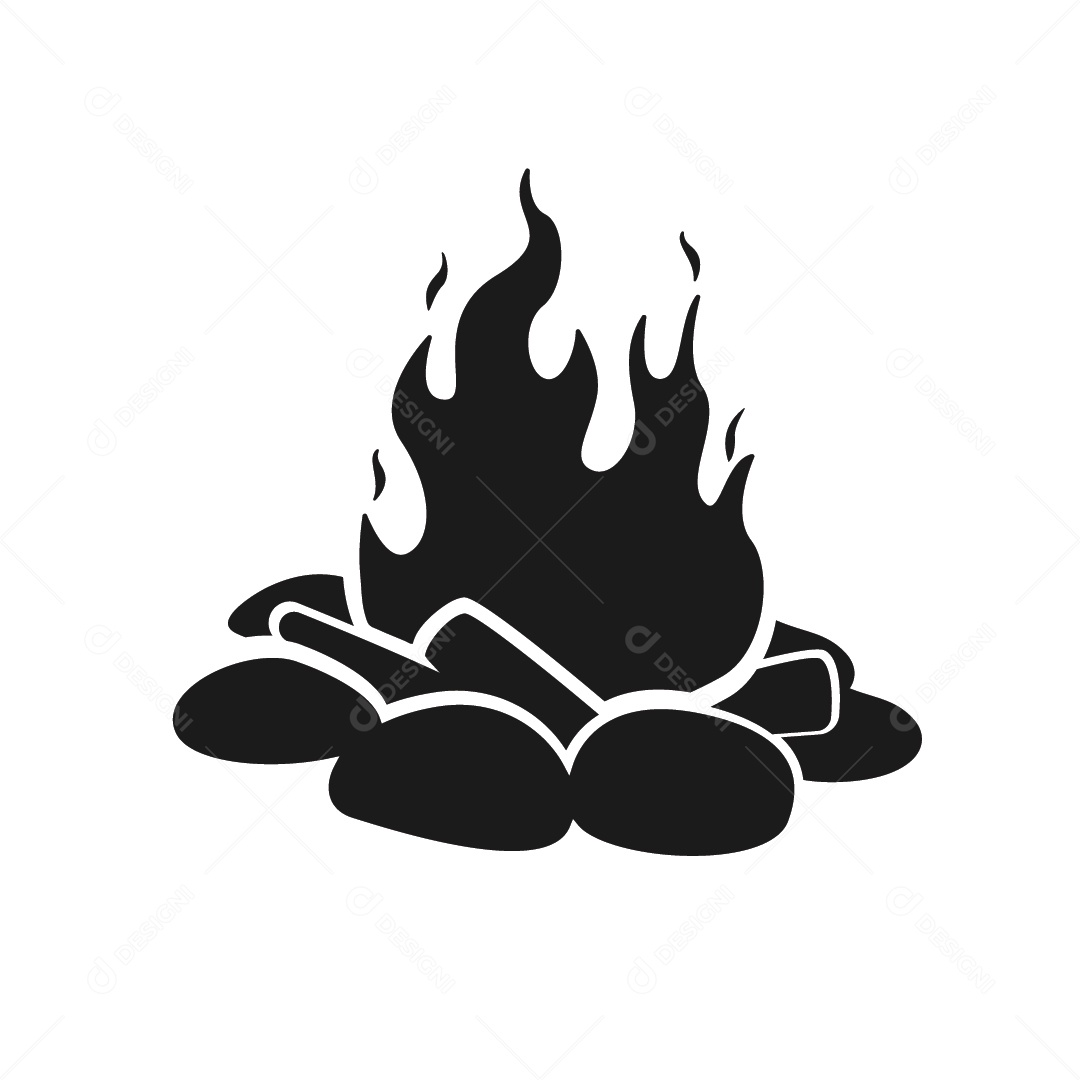 Fogueira Silhueta Ilustração Vetor EPS