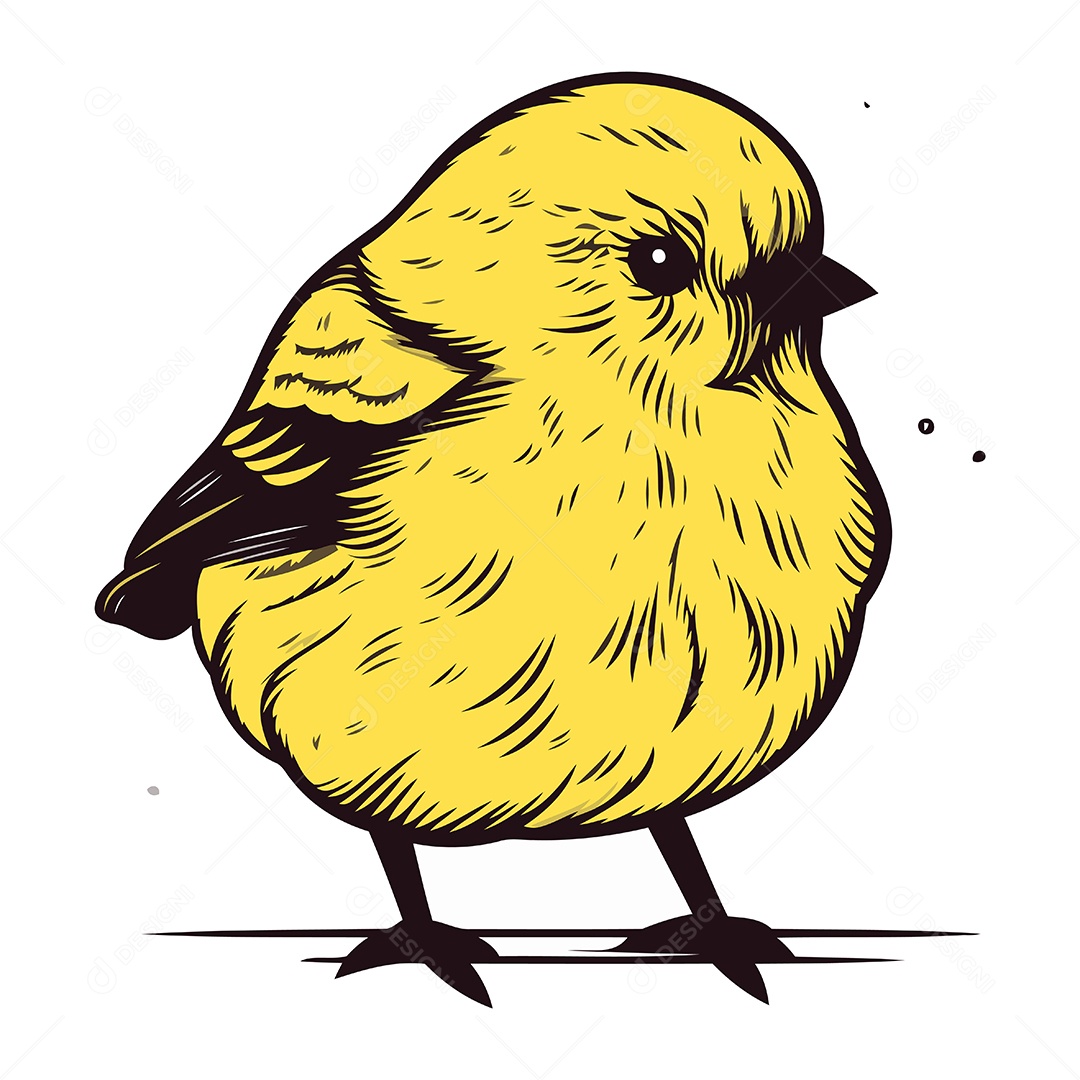 Passarinho Amarelo Fofo Ilustração Vetor EPS