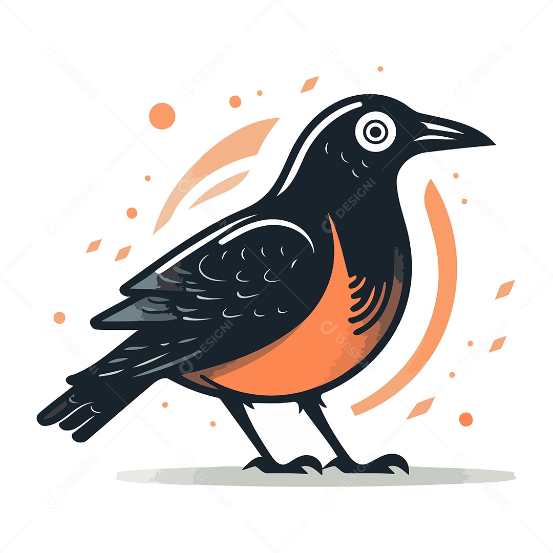 Corvo Fofo de Desenho Animado Ilustração Vetor EPS