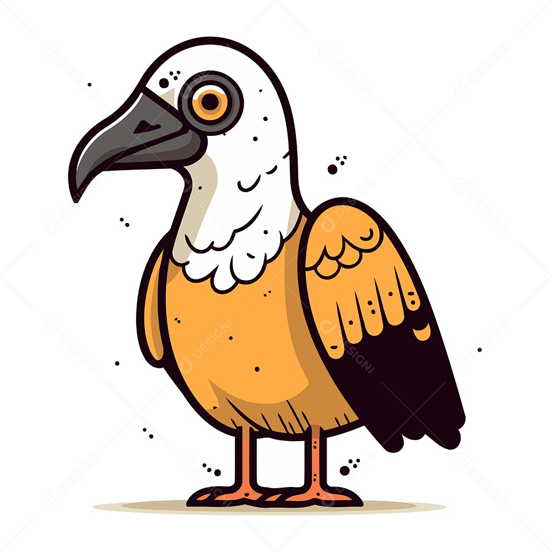 Abutre Fofo de Desenho Animado Ilustração Vetor EPS