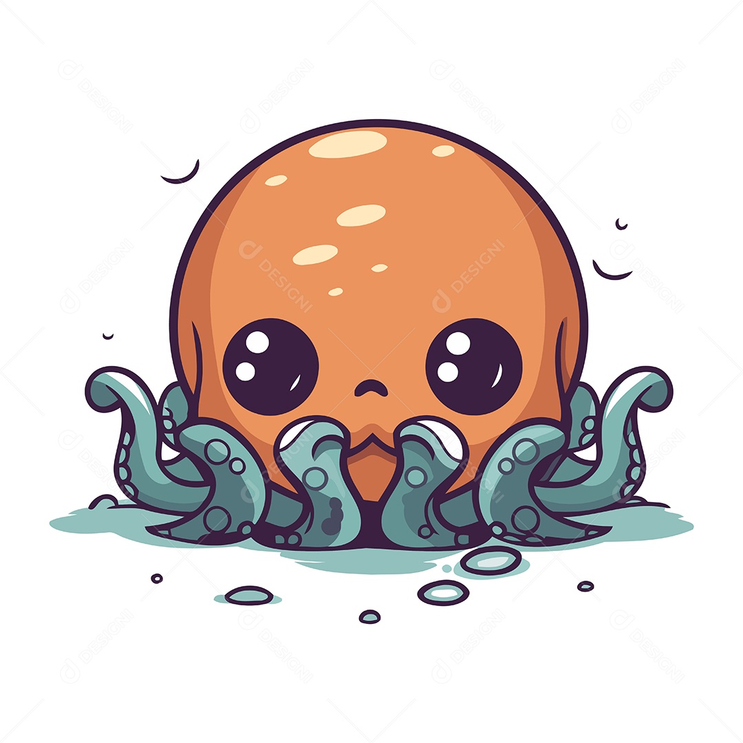 Polvo Fofo de Desenho Animado Ilustração Vetor EPS