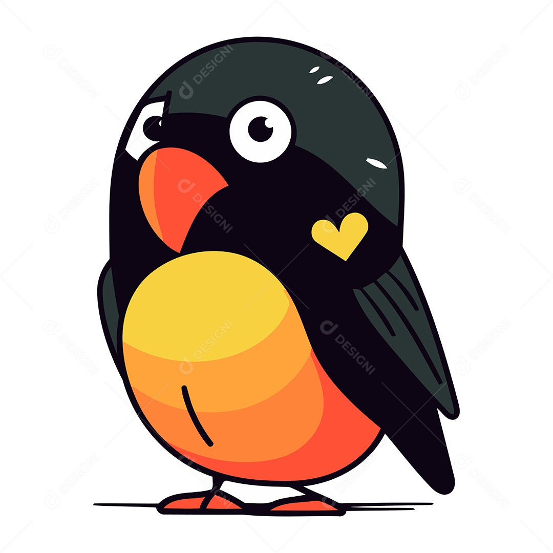 Passarinho Bonitinho de Desenho Animado Ilustração Vetor EPS